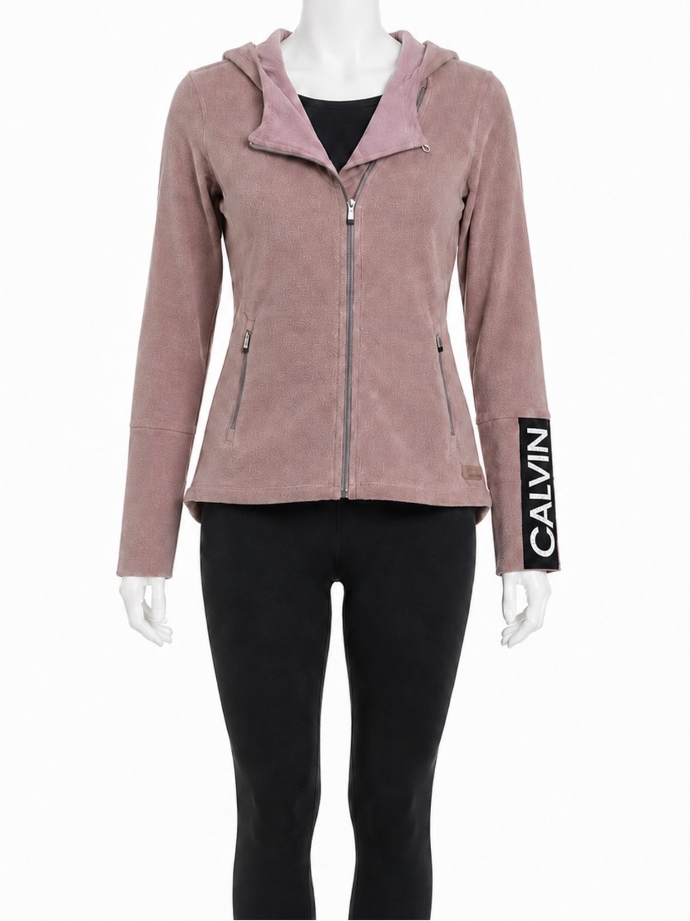 Calvin Klein Performance XS Pink Fleece Hooded Jacket CALVIN Sleeve